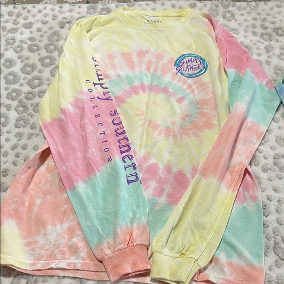Simply Southern Pastel Tie-Dye Long Sleeve Shirts NEW - Picture 4 of 5